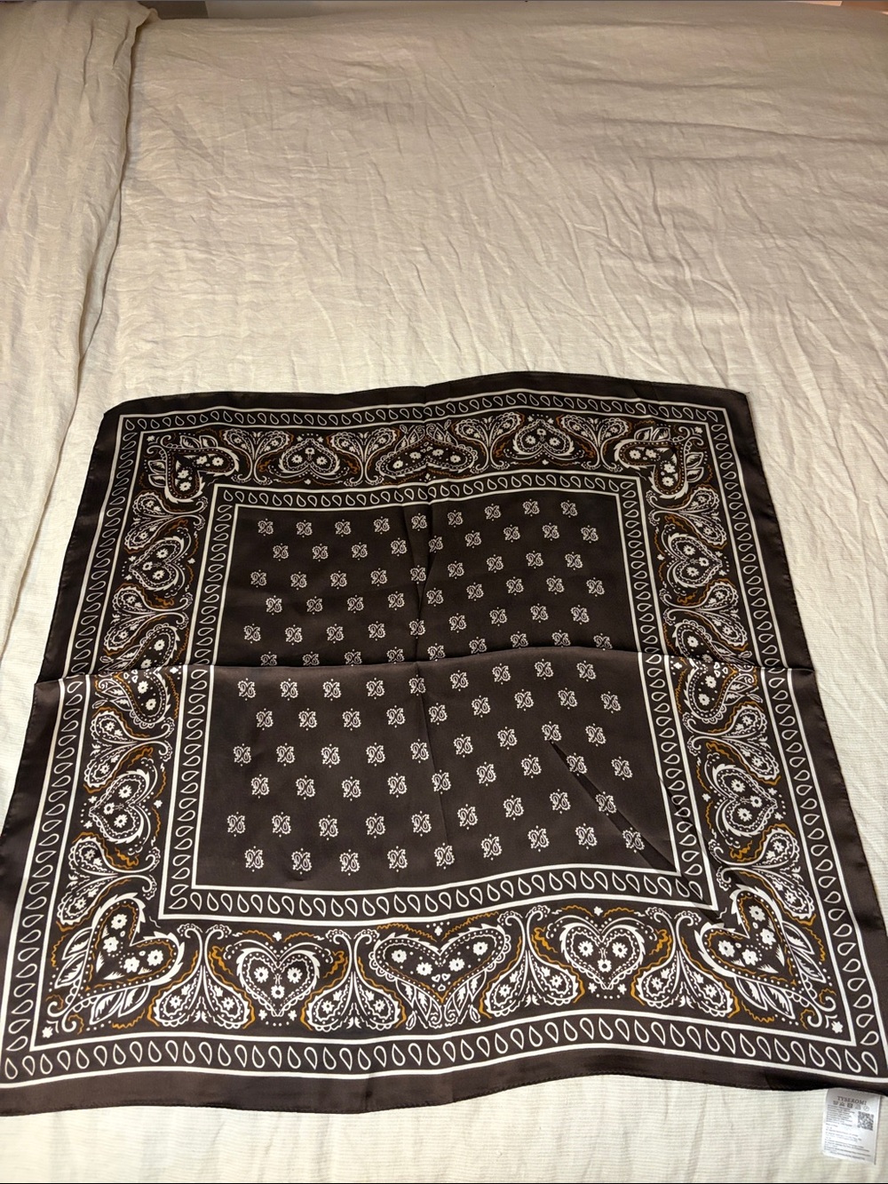 Brown Paisley Bandana Scarf - Neutral Accessory